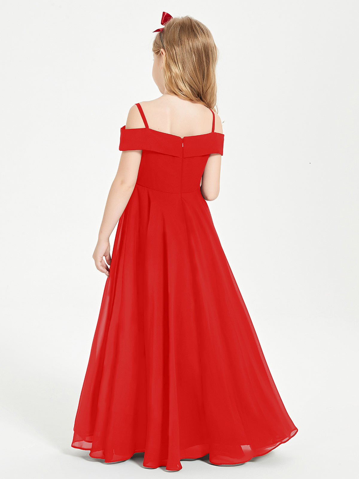 Off-the-Shoulder Dresses for Stylish Junior Bridesmaids Red